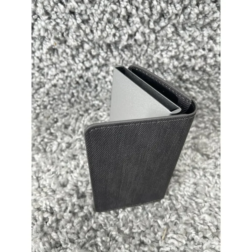 Dark Grey Trifold Leather Wallet Men’s Accessory